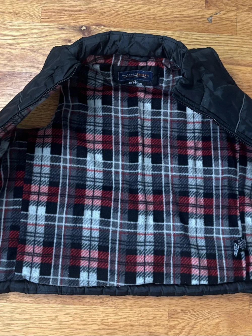 Black Kids Quilted Puffer Vest with Plaid Lining